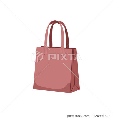 Pink shopping bag with handles simple stylish vector illustration design Pink shopping bag with handles simple stylish vector illustration design 128991822