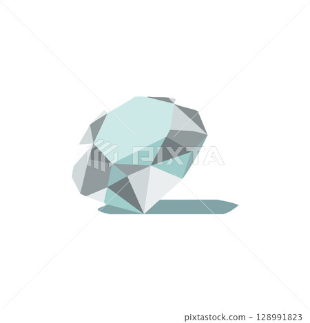 Diamond gemstone vector illustration with blue and gray color facets shining bright 128991823