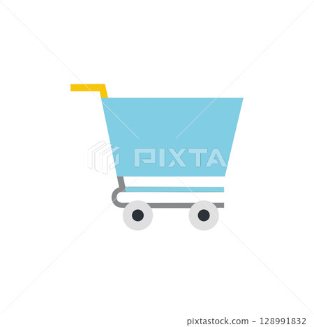 Shopping cart icon simple blue and yellow colors flat vector illustration design Shopping cart icon simple blue and yellow colors flat vector illustration design 128991832