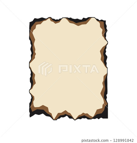 Torn Old Paper Vector Illustration with Burned Edges and Vintage Texture Design 128991842