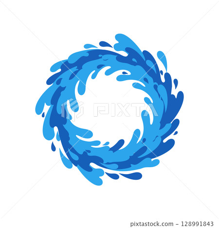 Water Splash Circle Vector in Blue Tones for Creative Design and Decoration 128991843