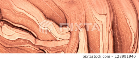 Abstract fluid art background with beige, brown and tan marble texture. Liquid peach acrylic painting backdrop Abstract fluid art background with beige, brown and tan marble texture. Liquid peach acrylic painting backdrop 128991940