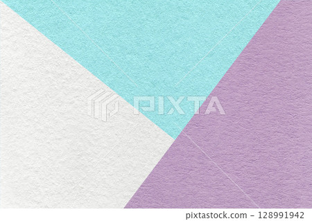 Geometric white, purple and light blue texture paper background for presentation, banner or card design template 128991942