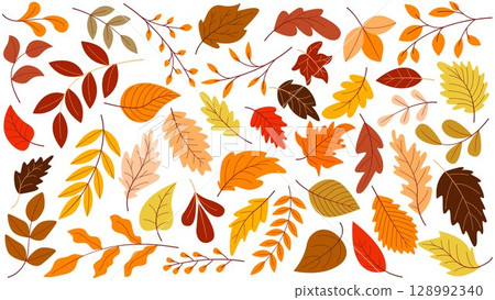Autumn colorful leaves big set 128992340