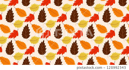 Fall colorful foliage seamless pattern 128992343