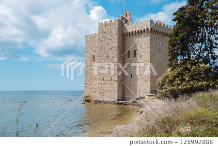 fortified monastery in Ile Saint-Honorat, France fortified monastery in Ile Saint-Honorat, France 128992888