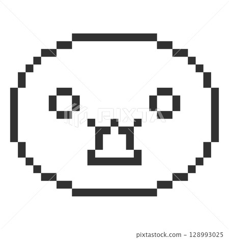 Surprised kawaii emoji emoticon vector pixel art, black outline 8 bit pixelated astonished face with big eyes 128993025