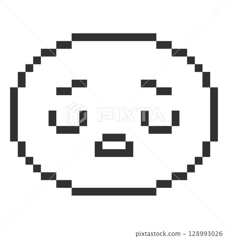 Disappointed kawaii emoji emoticon vector pixel art, black outline retro 8bit video game sad face eyes downcast bad mood 128993026