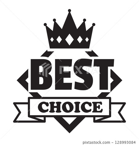 Best choice badge with crown vector icon, black medal, achievement mark, preferred quality business guarantee label 128993084