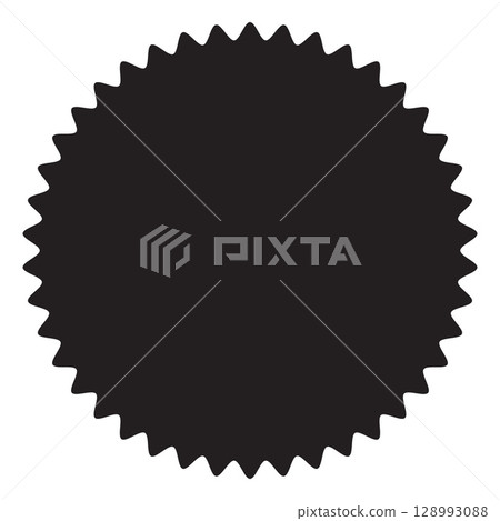 Premium quality round badge vector icon, black medal stamp silhouette, achievement mark, guarantee label vintage style 128993088