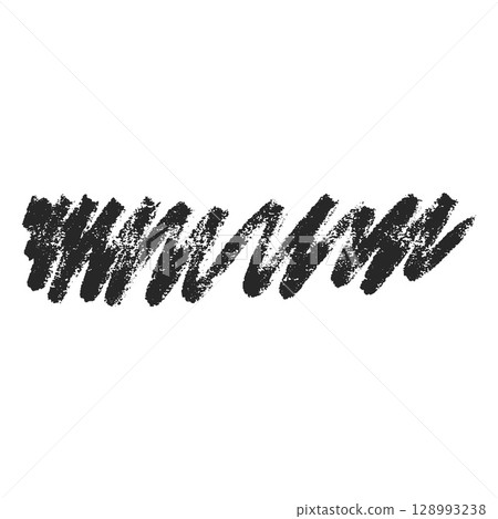 Black crayon zigzag line hand painting, vector pencil or chalk meandering checkmark, doodle squiggle, scribble stroke 128993238