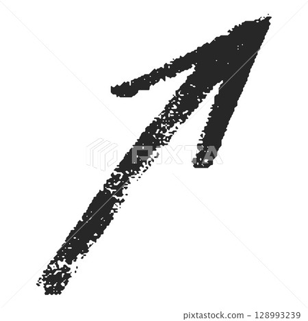 Black arrow, pencil or chalk children's drawing, vector icon. 128993239
