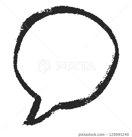 Speech bubble ink outline blank, vector cartoon crayon communication round frame, text box chalk texture, dialogue cloud 128993240