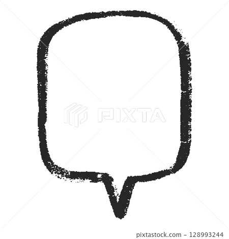 Speech cloud of square shape, outline frame, hand drawn with black pencil. 128993244