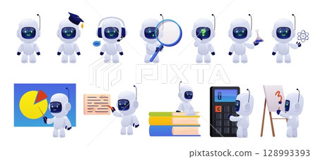 Chatbot icons in education , learning, research and problem solving. 128993393