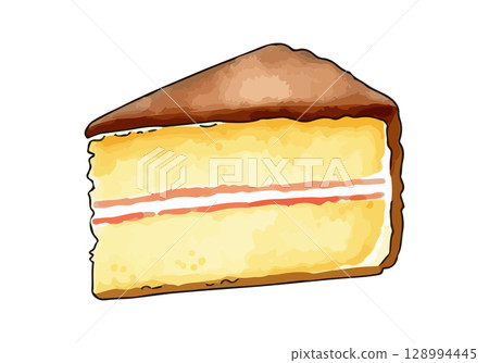 Watercolor vector illustration of a piece of cake. 128994445