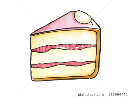 Watercolor vector illustration of a piece of cake. 128994451