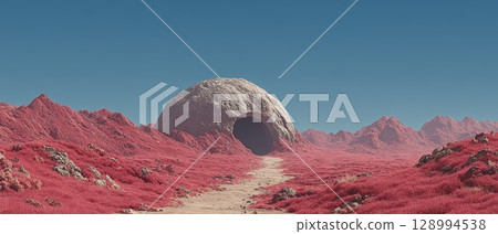 Stunning alien dome in vivid landscape 128994538
