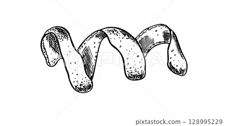 Whole spiral lemon peel vector illustration. Citrus skin in twist shape line art painted by black inks. monochrome fruit ingredient for beverage packaging, bar menus, healthy food, cookbook design. Whole spiral lemon peel vector illustration. Citrus skin in twist shape line art painted by black inks. monochrome fruit ingredient for beverage packaging, bar menus, healthy food, cookbook design. 128995229