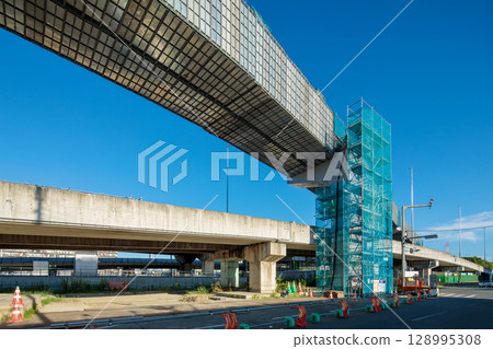 View of the area surrounding the monorail extension construction work 128995308