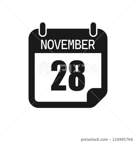 Vector icon page day calendar - 28 November month 128995768