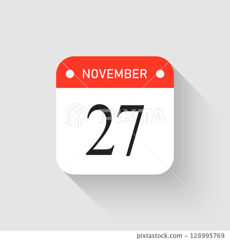 Vector icon page day calendar - 27 November month 128995769