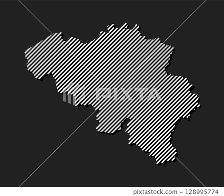 Abstract map Belgium, parallel grey lines 128995774