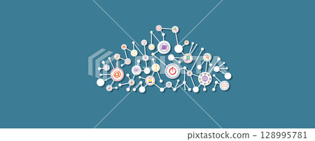 Abstract cloud concept technology background and network security solution Abstract cloud concept technology background and network security solution 128995781