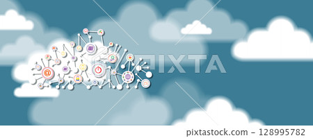Abstract cloud concept technology background and network security solution Abstract cloud concept technology background and network security solution 128995782