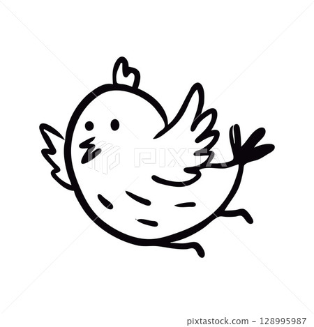 Hand-Drawn Illustration of a Bird in Motion with Simple Line Design Hand-Drawn Illustration of a Bird in Motion with Simple Line Design 128995987