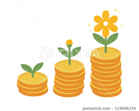 硬幣樓梯塔上下移動的插圖 硬幣樓梯塔上下移動的插圖 128996239