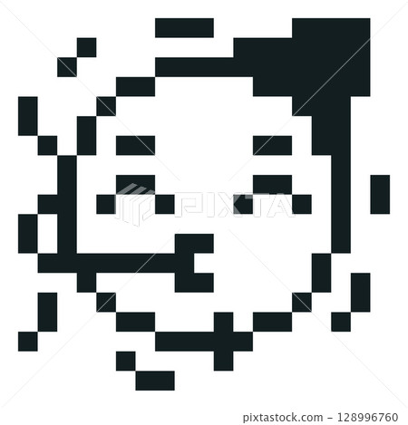 Festive surprise emoji emoticon vector pixel art, black outline face with cone hat and whistle happy holiday celebration Festive surprise emoji emoticon vector pixel art, black outline face with cone hat and whistle happy holiday celebration 128996760