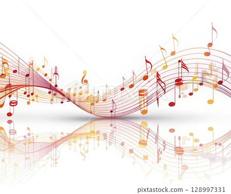 Abstract Music Background With Musical Notes. Generative AI 128997331