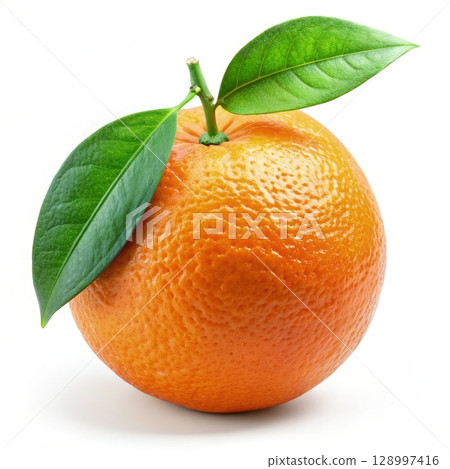 Fresh Orange With Green Leaf. Generative AI 128997416