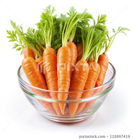 Glass Bowl Filled With Carrots. Generative AI 128997419