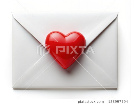 Red Heart Envelope. Generative AI 128997594