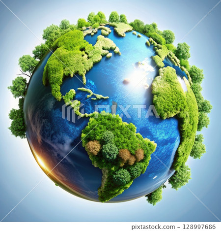 Lush Greenery Blanketing Earths Surface. Generative AI 128997686