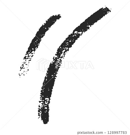 Hand-drawn bracket with black charcoal, chalk, brush stroke, uneven texture. 128997783