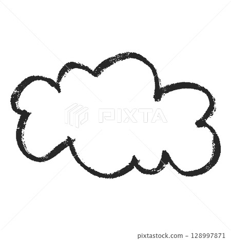 Cloud, hand drawn childish drawing, charcoal or black marker. Cloud, hand drawn childish drawing, charcoal or black marker. 128997871