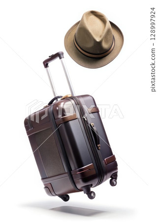 Suitcase With Hat. Generative AI 128997924