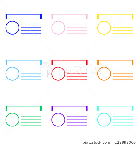 Set of 9 colorful profile card templates without main lines Set of 9 colorful profile card templates without main lines 128998006