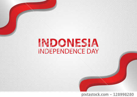 Indonesia Independence Day.Indonesian flags and silhouette indonesian map with halftones on white background 128998280