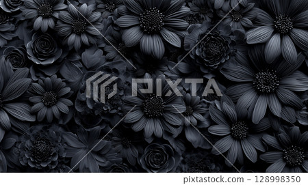 Black Floral Background 128998350
