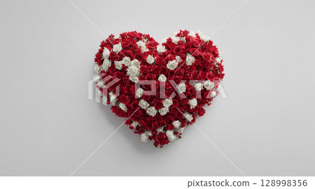 由白玫瑰和紅玫瑰組成的心 128998356