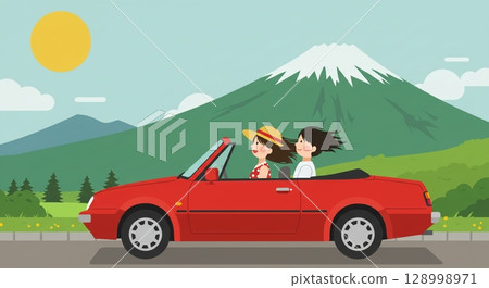 The symbol of Japan! A road trip with Mt. Fuji in the background The symbol of Japan! A road trip with Mt. Fuji in the background 128998971