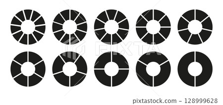 Wheel round divided diagrams with two, three, four, five, six, seven, eight, nine, ten, eleven segments. Circle division on 2, 3, 4, 5, 6, 7, 8, 9, 10, 11 equal parts. Coaching blank. Infographic set Wheel round divided diagrams with two, three, four, five, six, seven, eight, nine, ten, eleven segments. Circle division on 2, 3, 4, 5, 6, 7, 8, 9, 10, 11 equal parts. Coaching blank. Infographic set 128999628