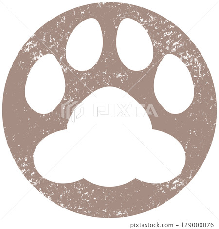 爪子印章，圓形，鏤空，米色 129000076