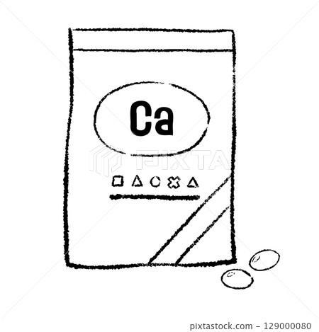 Calcium supplement bag line drawing 129000080