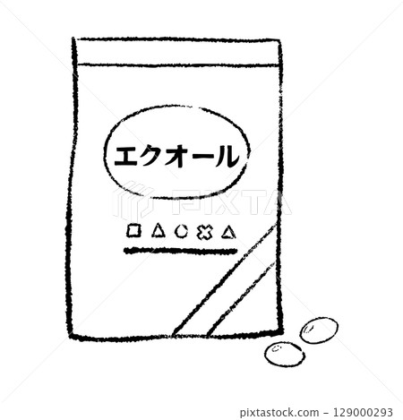 袋裝雌馬酚補充劑的線條圖 袋裝雌馬酚補充劑的線條圖 129000293