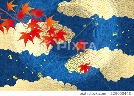 秋葉槭樹秋天背景 秋葉槭樹秋天背景 129000448